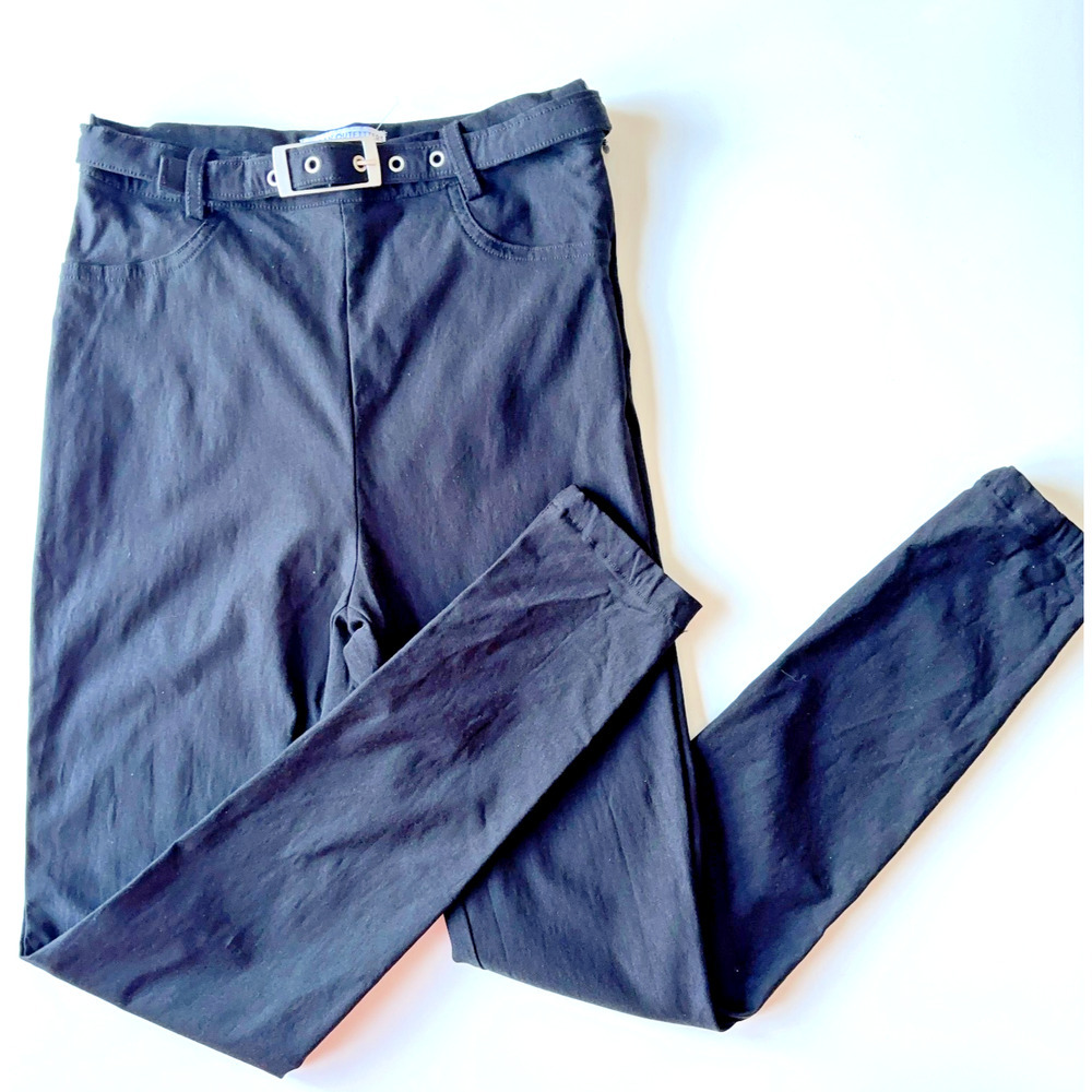 Urban Outfitters Black High Rise Skinny Pants US 2 Belted Stretch Viscose Blend